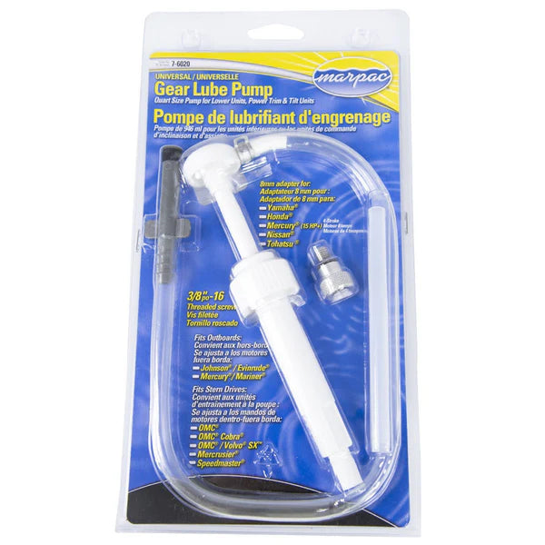 Gear Lube Pump for Outboards & Sterndrives - Fits Quart Bottle, 3/8-16 Thread