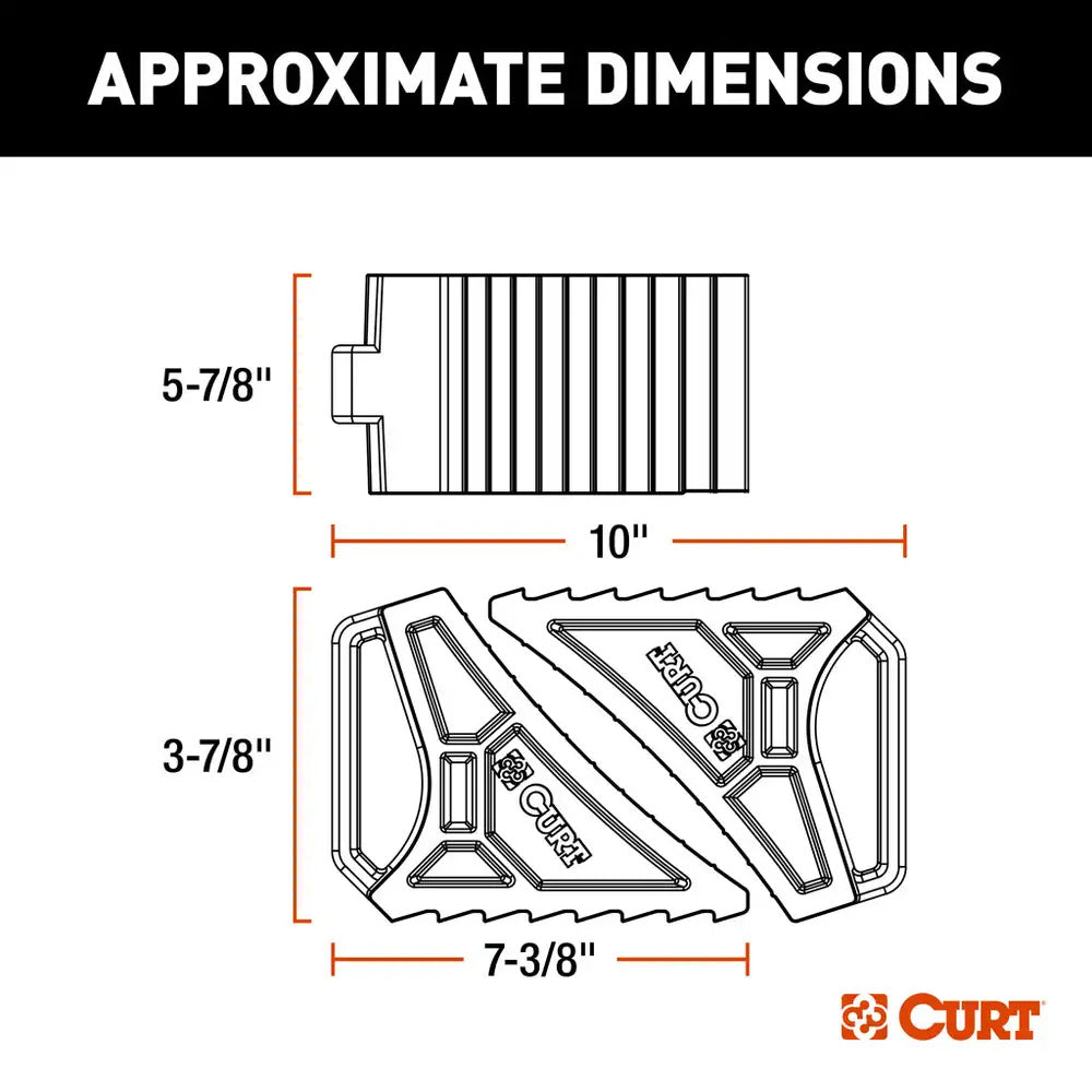 CURT HD Wheels Chocks 2-Pack w/Mounting Bracket [22802]