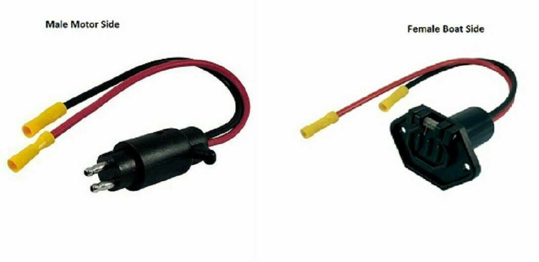 Marpac 12V Boat Marine Trolling Motor Plug Socket Set – 2 Wire, 10 Gauge, Heavy Duty
