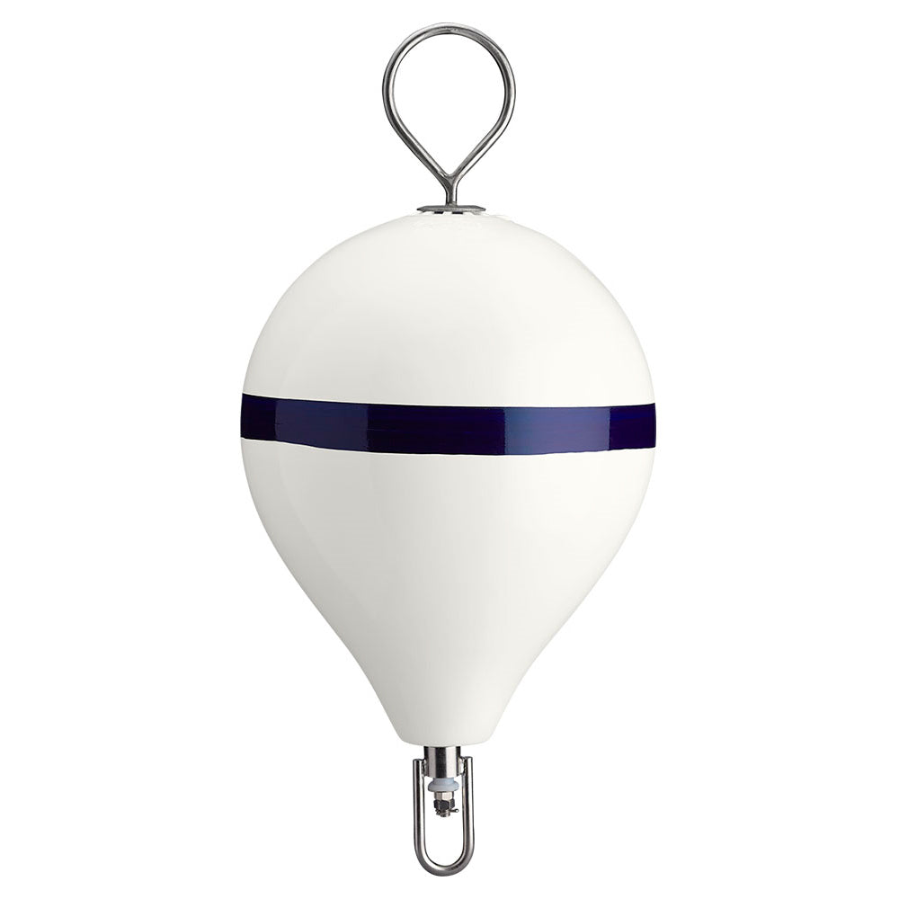 Polyform 17" CM Mooring Buoy w/SS Iron - White Blue Stripe [CM-3SS W-STR]