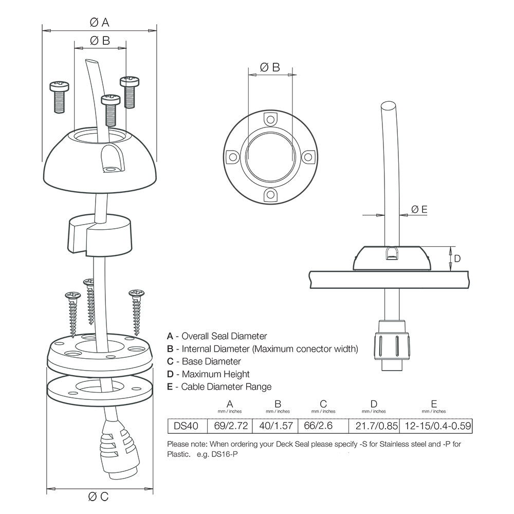 Scanstrut DS40-P Vertical Cable Seal [DS40-P]