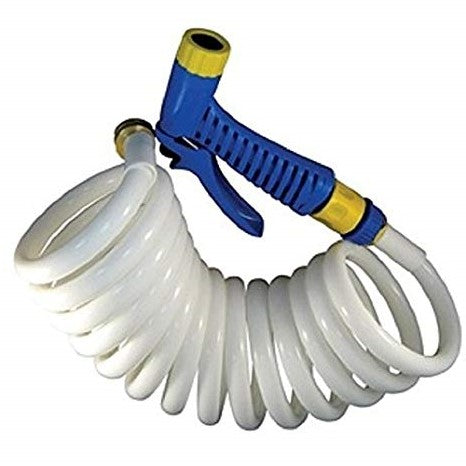 Marpac New Marine Boat Coiled Washdown Hose with Nozzle 1/2