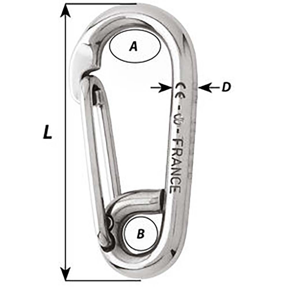 Wichard Symmetric Carbine Hook - Length 60mm - 1/4