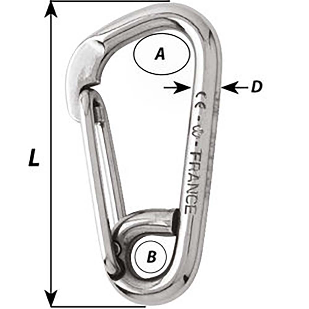 Wichard Asymmetric Carbine Hook - Length 120mm - 15/32