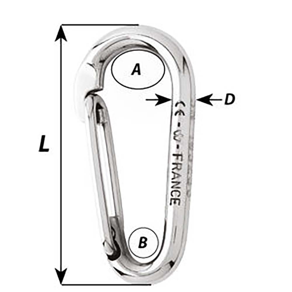 Wichard Symmetric Carbine Hook Without Eye - Length 60mm - 1/4