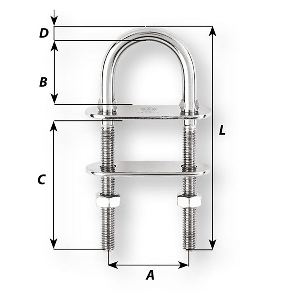 Wichard U-Bolt Pad Eye - 12mm Diameter - 15/32