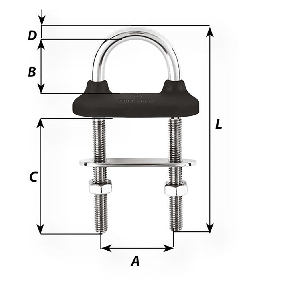 Wichard Black Watertight U-Bolt - 6mm Diameter - 15/64