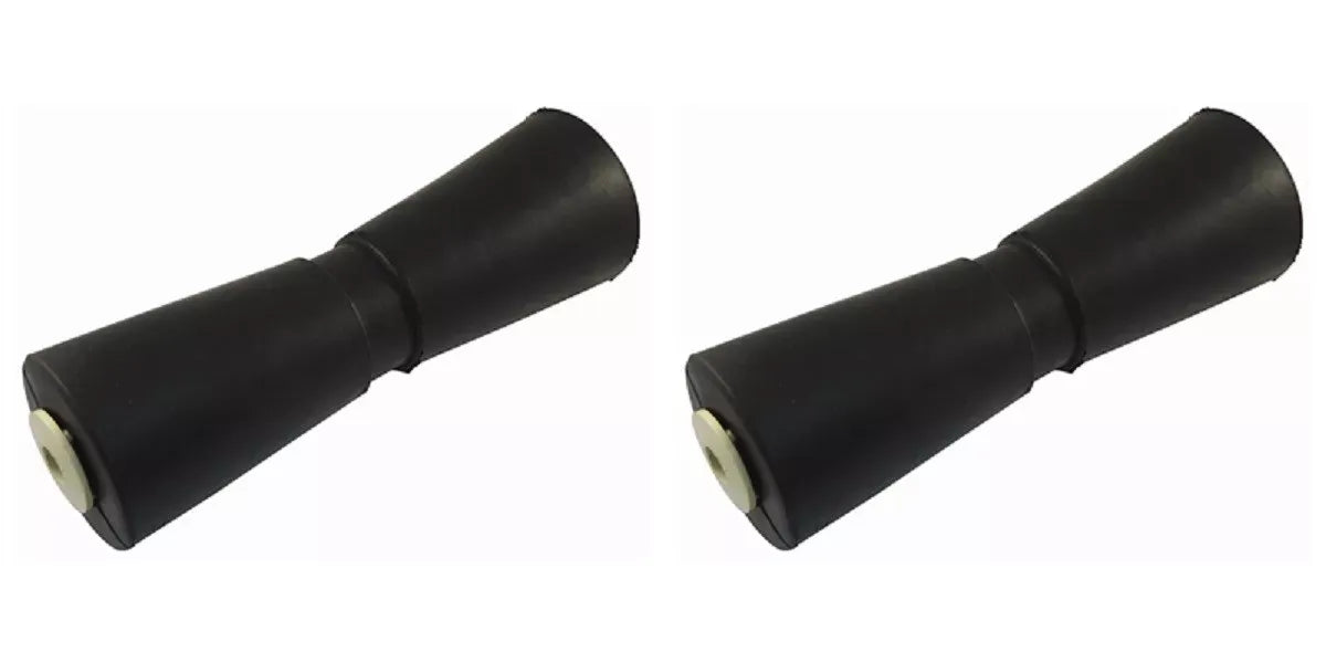 2-Pack 10" Boat Trailer Keel Roller - Black Rubber with Steel Sleeve & Nylon Bushings