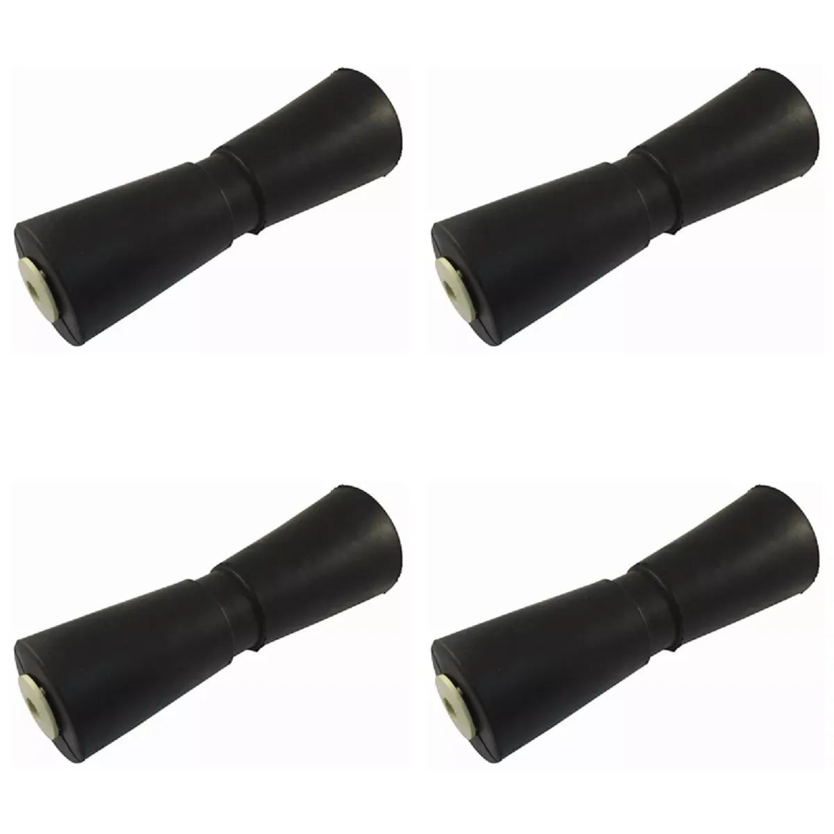 4-Pack 10" Boat Trailer Keel Roller - Black Rubber with Steel Sleeve & Nylon Bushings