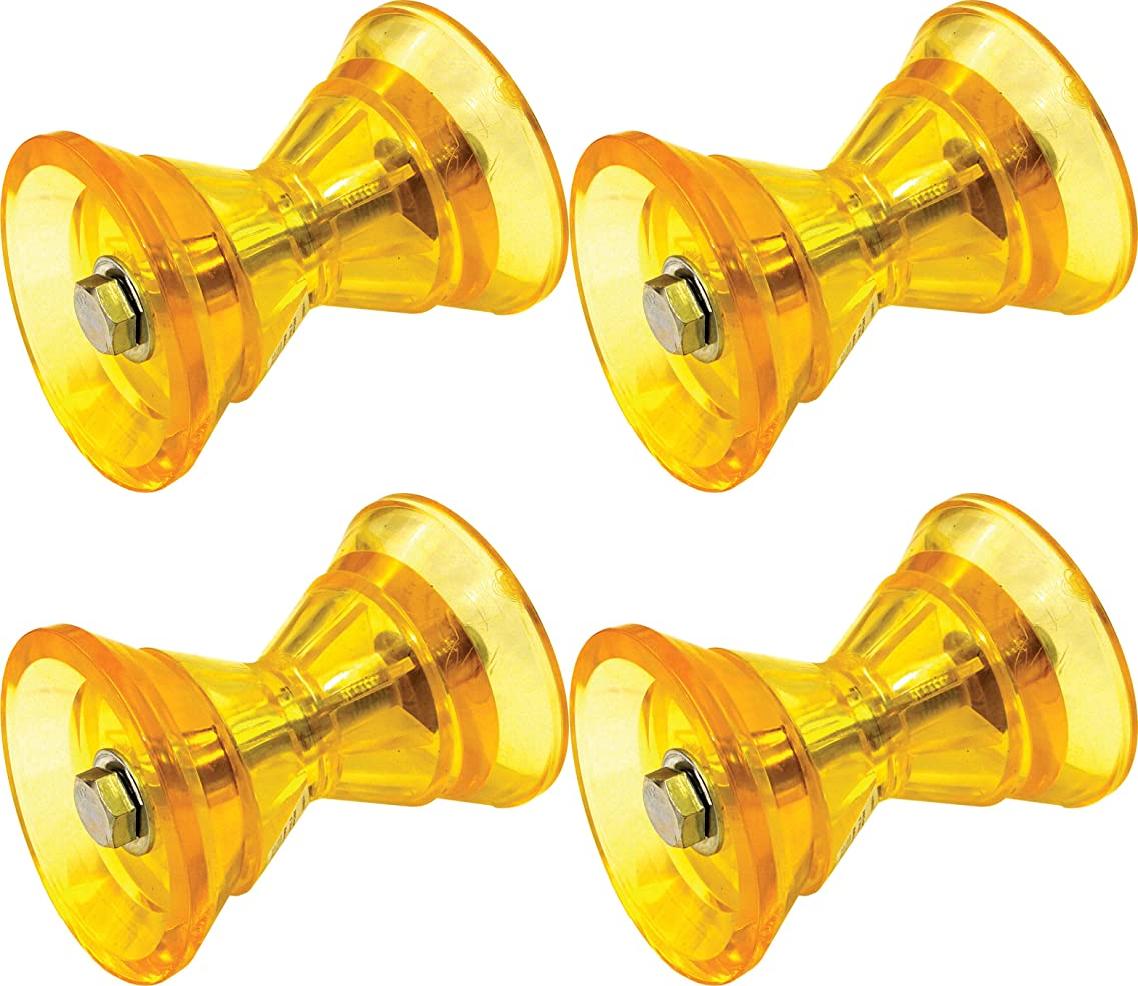 4-Pack Ultimate 3" Yellow Poly Bow Roller Stop - Non-Marring, UV Resistant, Stainless Steel Hardware