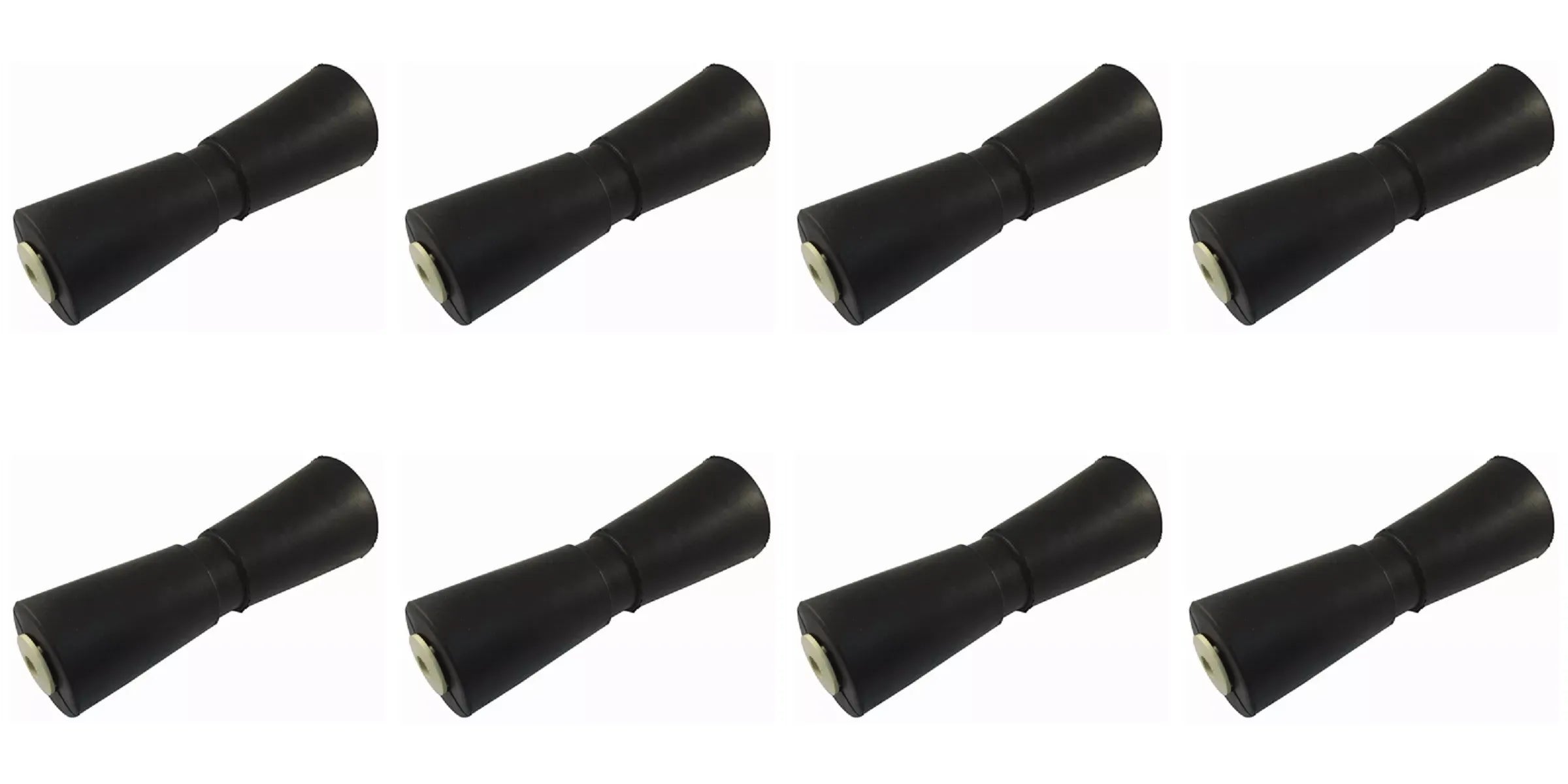 8-Pack 10" Boat Trailer Keel Roller - Black Rubber with Steel Sleeve & Nylon Bushings