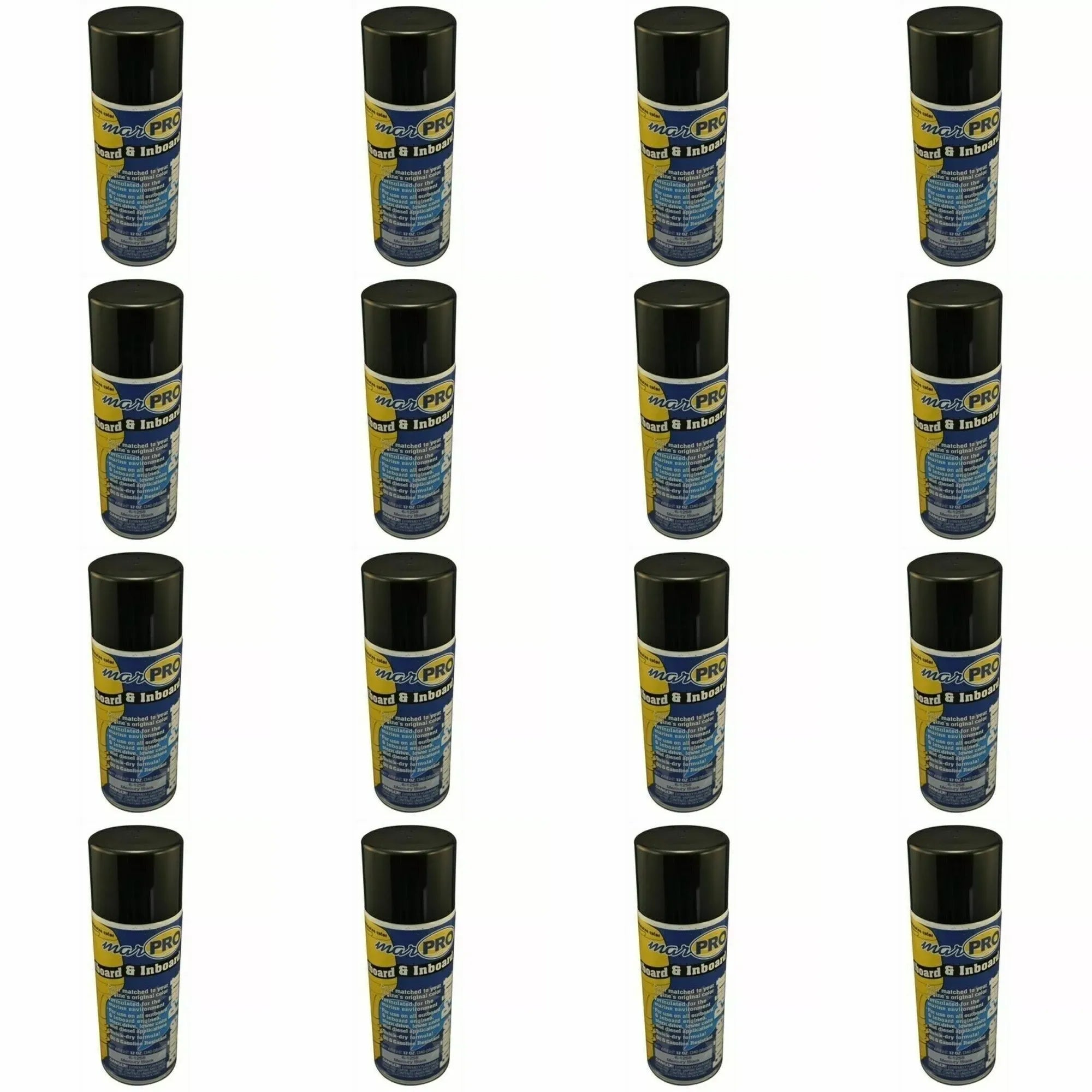 16-Pack Marpro Boat Marine Phantom Black Mercury Spray Paint | 12oz | Oil & Gasoline Resistant