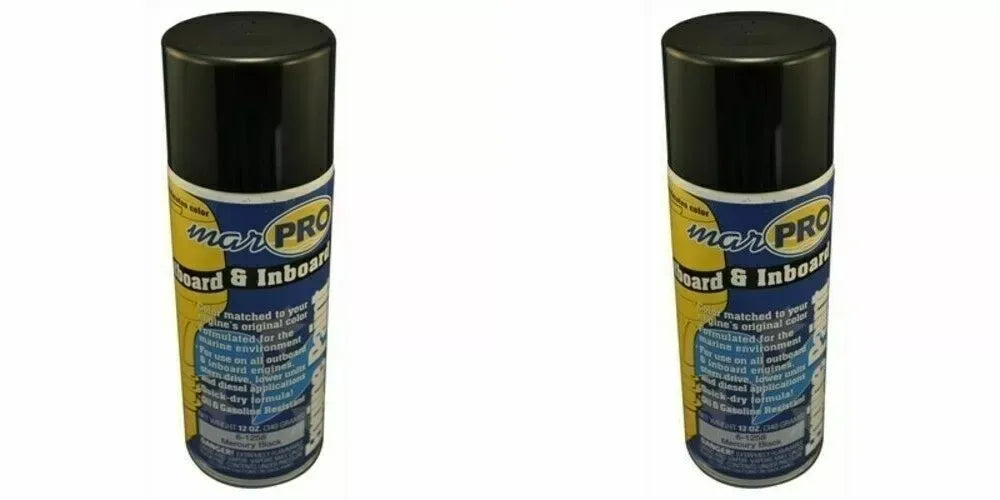 2-Pack Marpro Boat Marine Phantom Black Mercury Spray Paint | 12oz | Oil & Gasoline Resistant