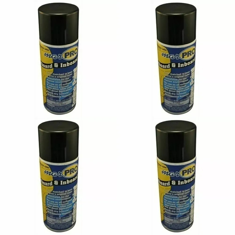 4-Pack Marpro Boat Marine Phantom Black Mercury Spray Paint | 12oz | Oil & Gasoline Resistant