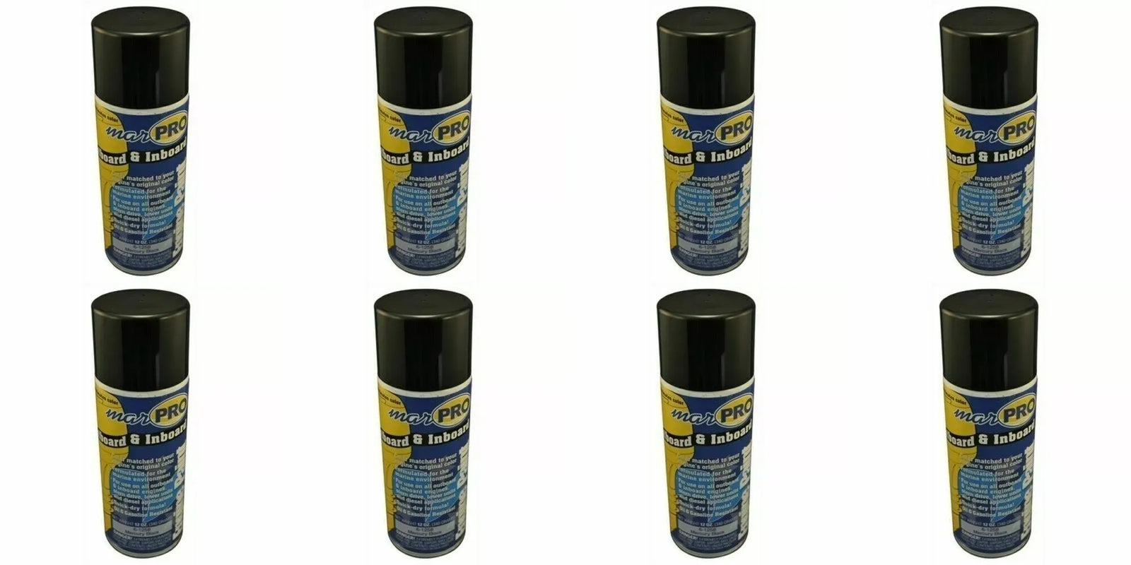 8-Pack Marpro Boat Marine Phantom Black Mercury Spray Paint | 12oz | Oil & Gasoline Resistant