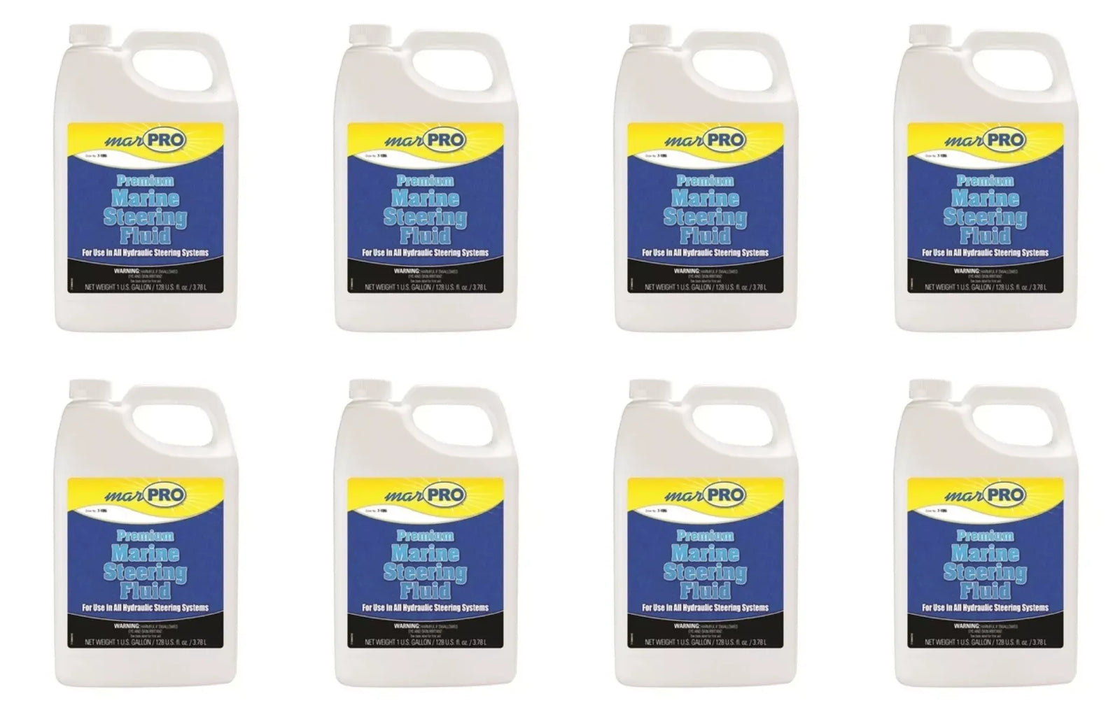 8-Pack Marpro Hydraulic Steering Fluid 1 Gallon | Replacement for Seastar Baystar HA5440H