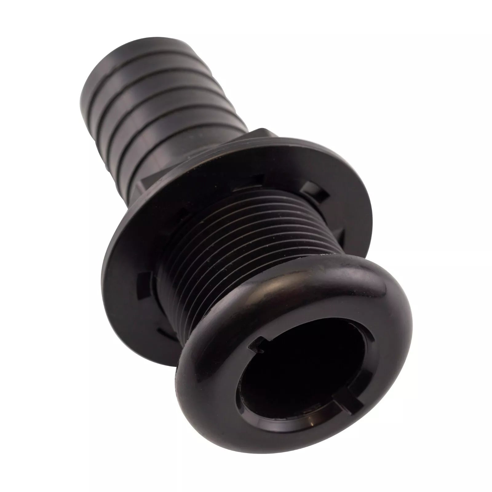 1-1/8 Inch Black Plastic Thru-Hull Bilge Pump & Aerator Hose Fitting for Boats