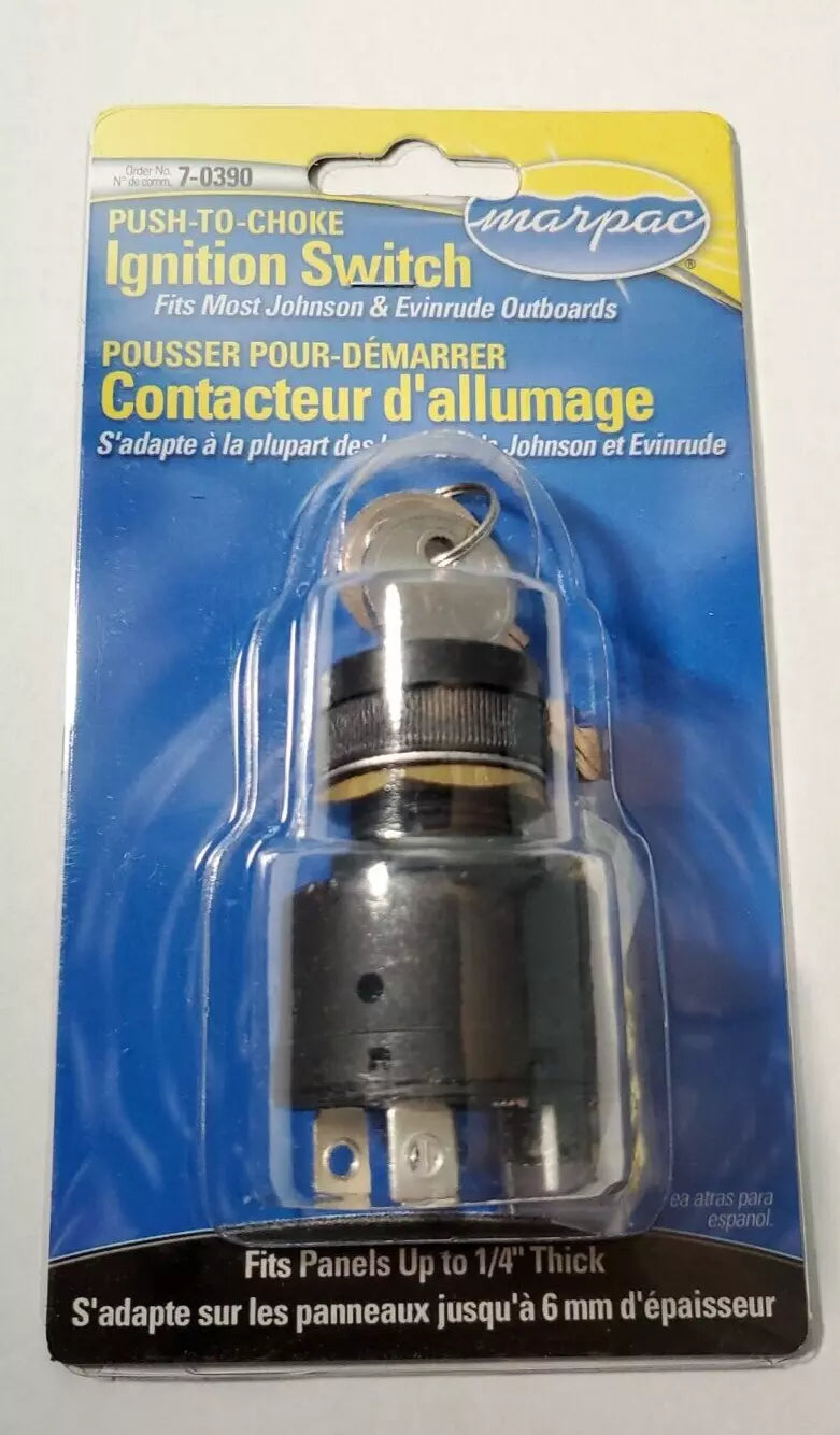 Evinrude Johnson 393301 Ignition Switch Push-to-Choke – 12V DC, 20 Amps