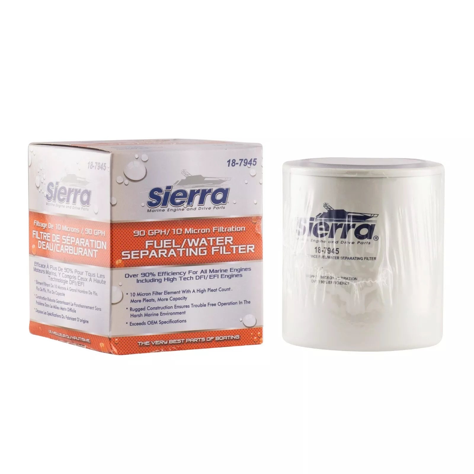 Sierra 18-7945 10 Micron Fuel Water Separator Filter - Replaces MerCruiser 35-807172