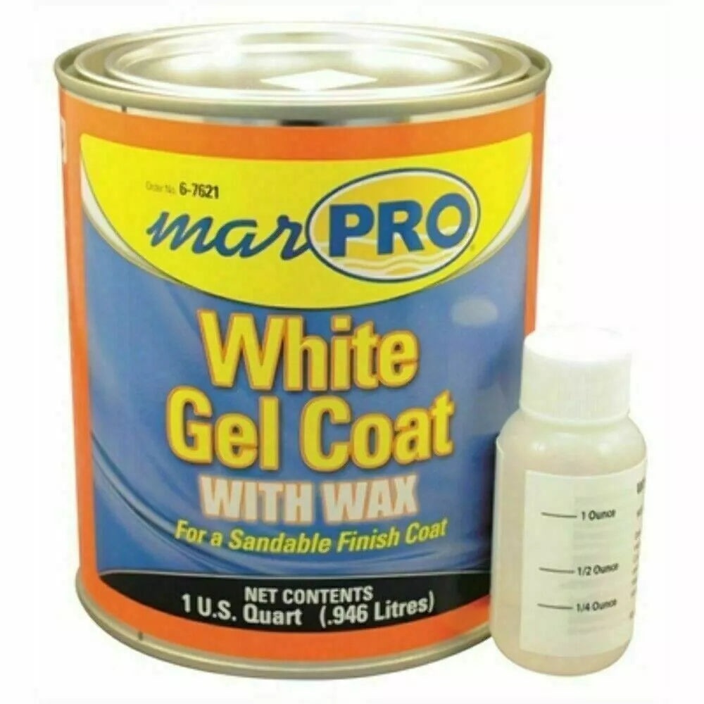 Marpro 6-7621 White Gel Coat with Wax - Quart for Boat Fiberglass Repair