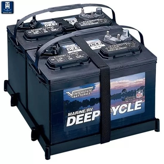 TH Marine Dual Battery Tray 27 Series with Poly Strap – DBH-27P-DP for Yamaha, Grady, SeaRay