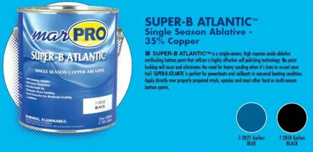 Marpro 7-2818 Antifouling Boat Bottom Paint – Black Gallon, SuperB Ablative 35% Copper