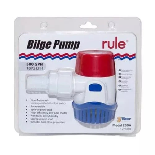 Rule 500GPH Bilge Pump 24V Non-Auto Marine Boat Pump | 25DA-24