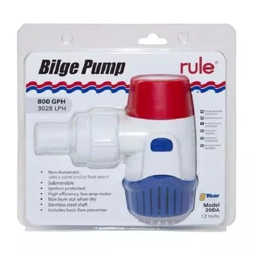 Rule 20DA Bilge Pump 800 GPH 12V – Boat Marine Yacht, Standard Bilge Pump